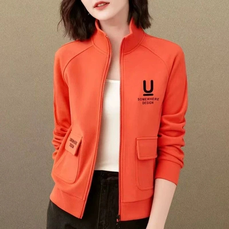 清仓捡漏专柜撤回尾单外贸大码开衫卫衣女外套拉链印花立领上衣秋