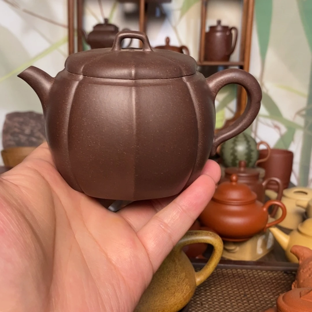 茶壶紫砂半手老紫泥四方宝菱
