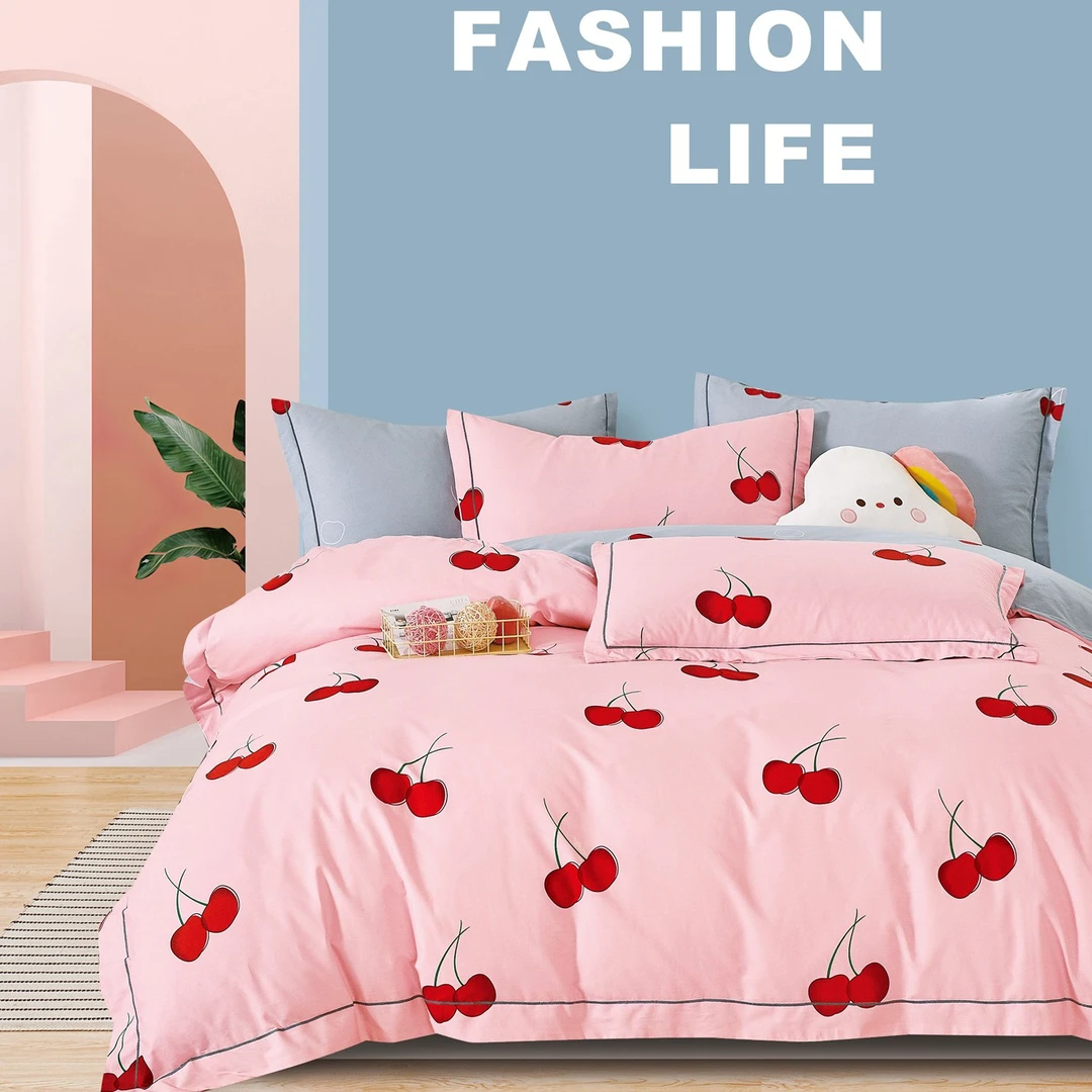 樱桃爱-柔光棉纯棉床单枕套被套单件套件可定制