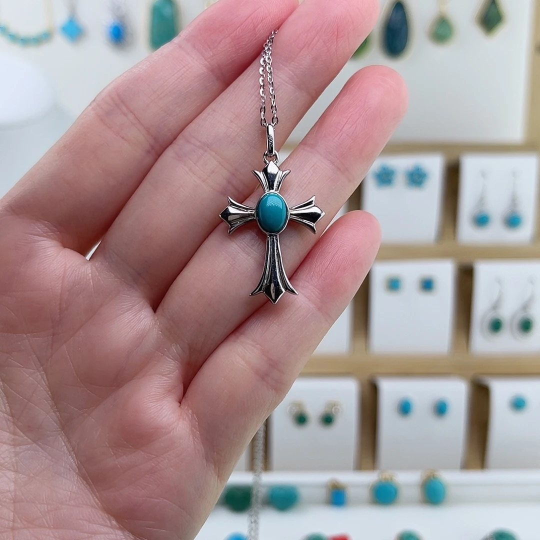 绿松石银S925镶嵌颈饰