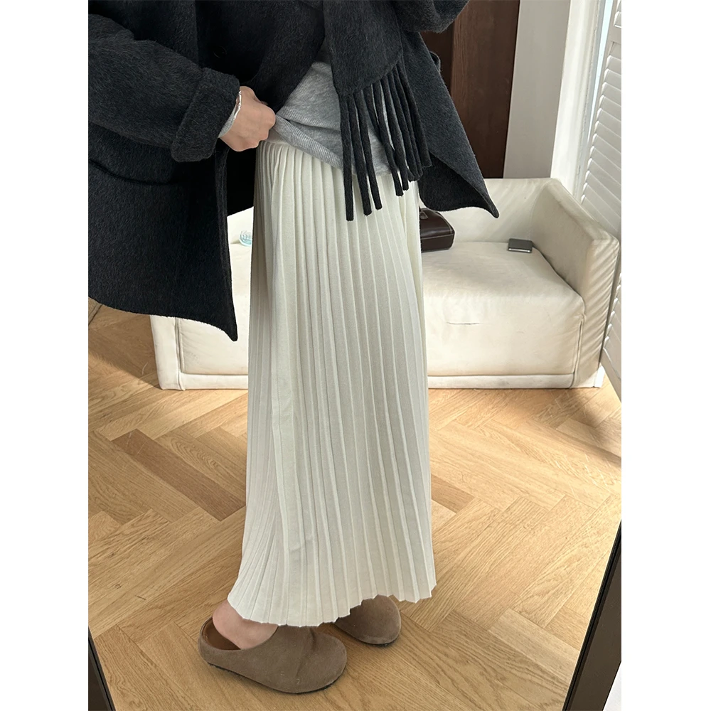 【2062】大码女装胖mm韩系穿搭中长半身裙冬季梨形身材高腰百褶裙