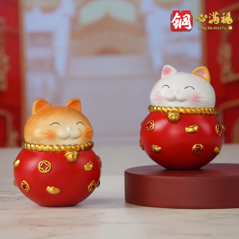 铜心满福《招财猫（财运）》开业礼物 商务礼品 生意兴隆桌面摆件