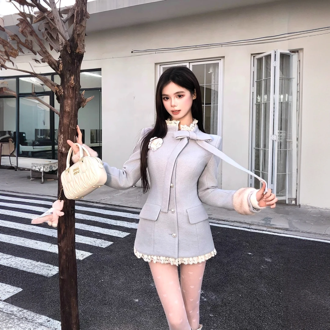 凛冬恋歌 短款时尚毛呢外套女冬季洋气保暖设计感大衣-1