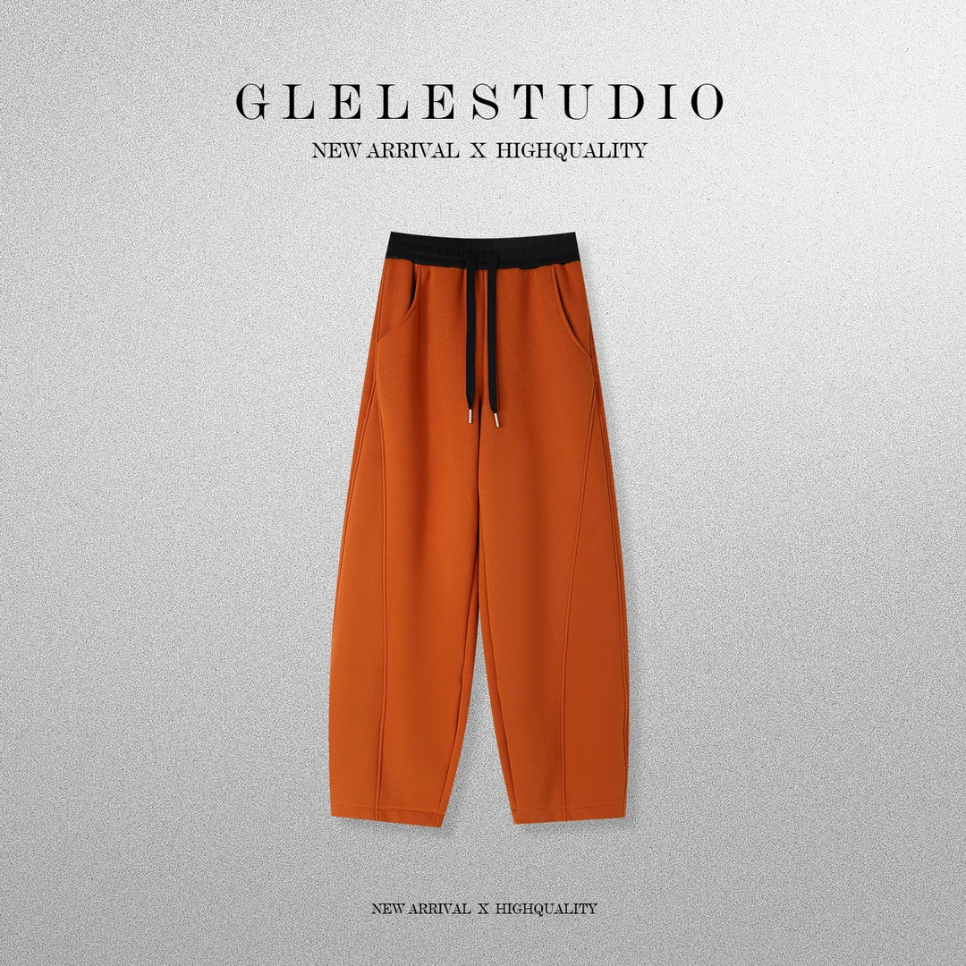 Glele私服「橘里橘气卫裤」厚绒保暖撞色直筒卫裤