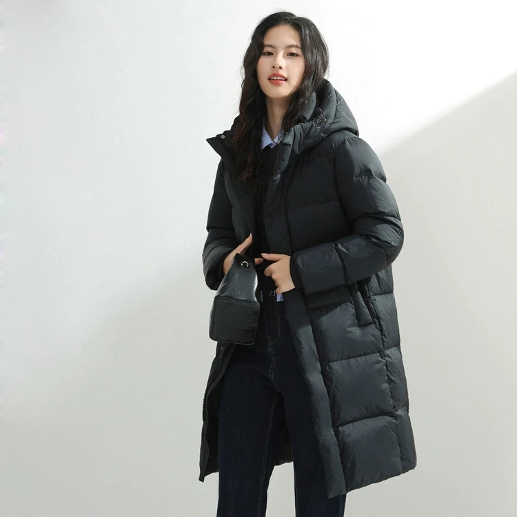 AOLIANYI/奥莲依 中长款加厚连帽羽绒服女T
