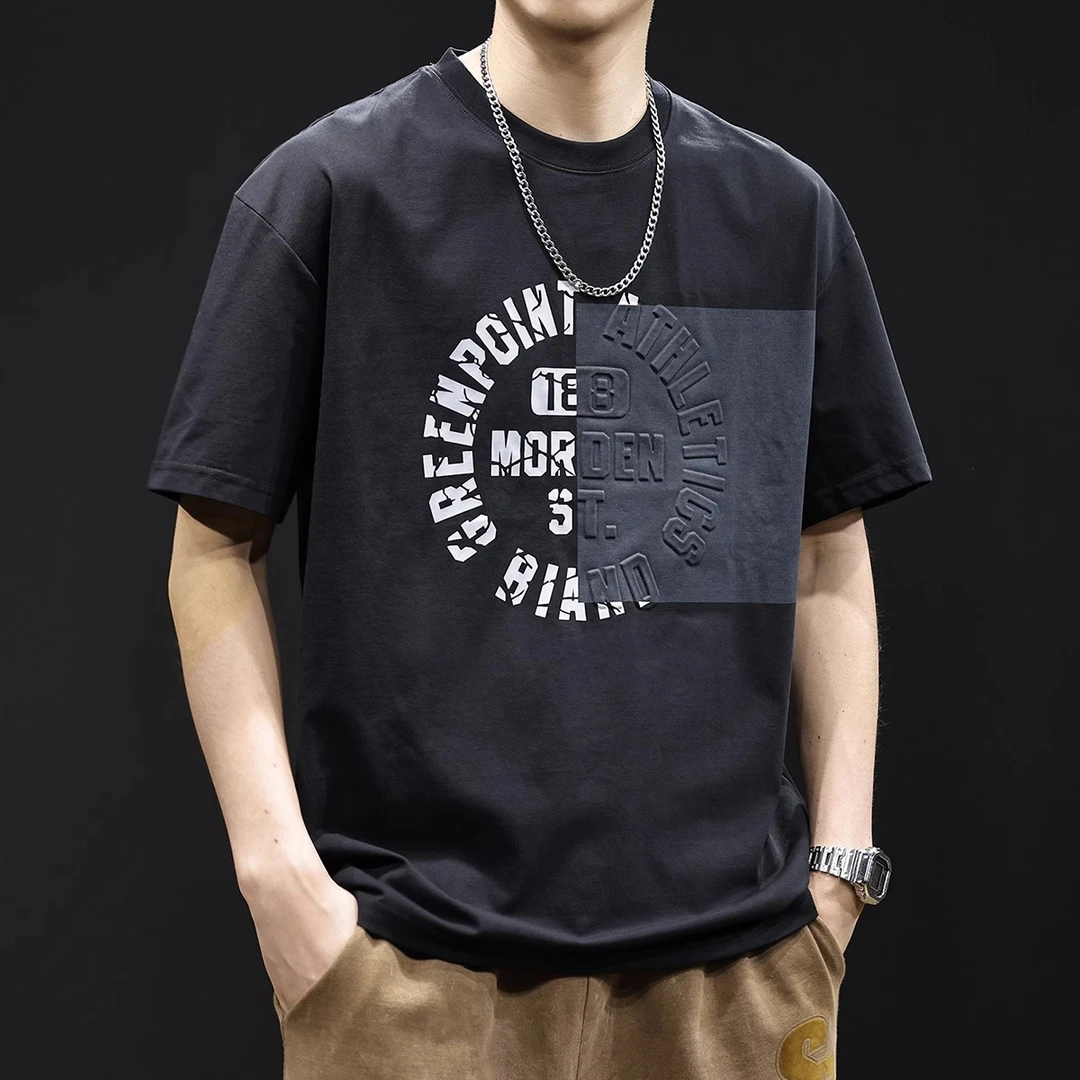 U&PURA美式重磅印花潮牌短袖t恤男士夏季新款宽松潮流休闲百搭T恤