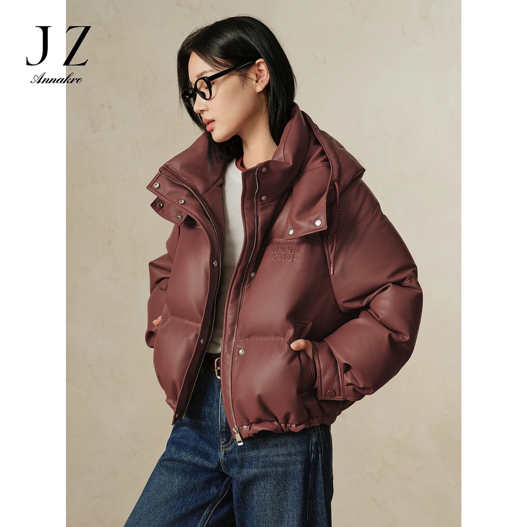 玖姿安娜蔻休闲宽松廓形白鸭绒短款羽绒女2024冬季JTED03379