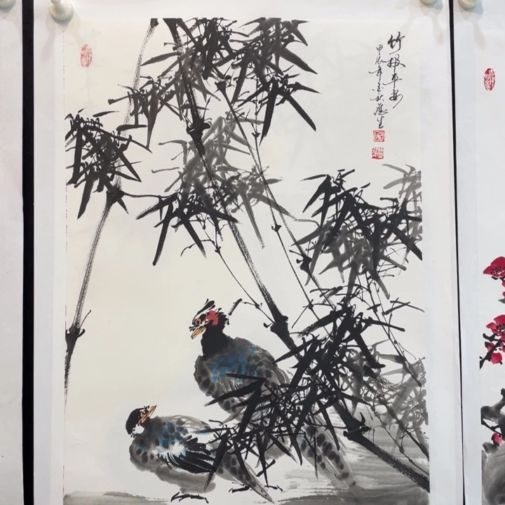国画四尺三开作品