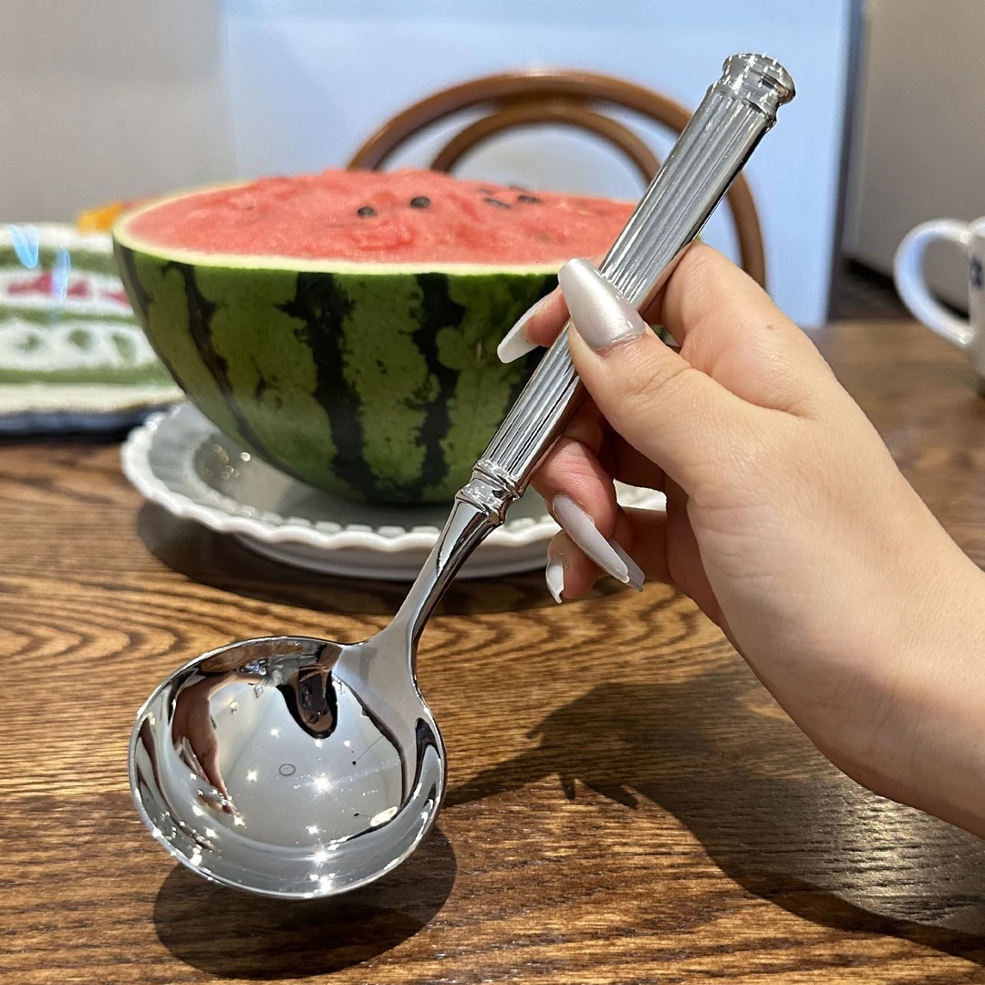 吃饭勺成人不锈钢家用喝汤勺长柄餐勺ins欧式甜品勺加厚勺子水果