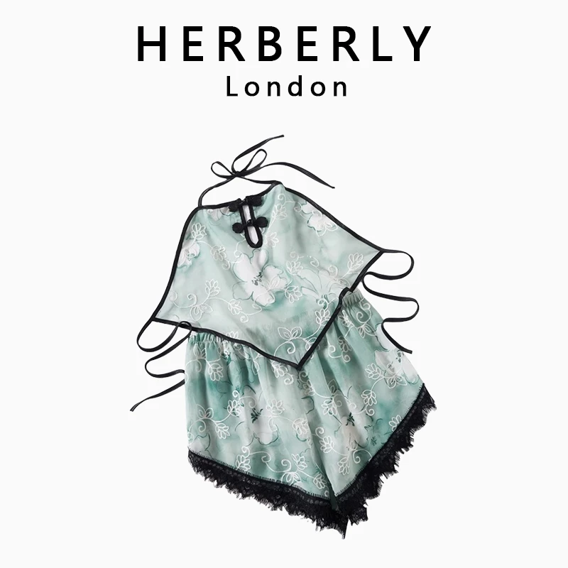 英国 HERBERLY 性感汉服旗袍盘扣内衣套装睡衣女纯欲吊带肚兜
