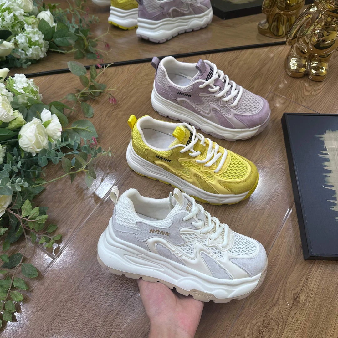 6CM厚底小白鞋女2025新款夏季薄网面增高运动小白休闲百搭鞋子爆