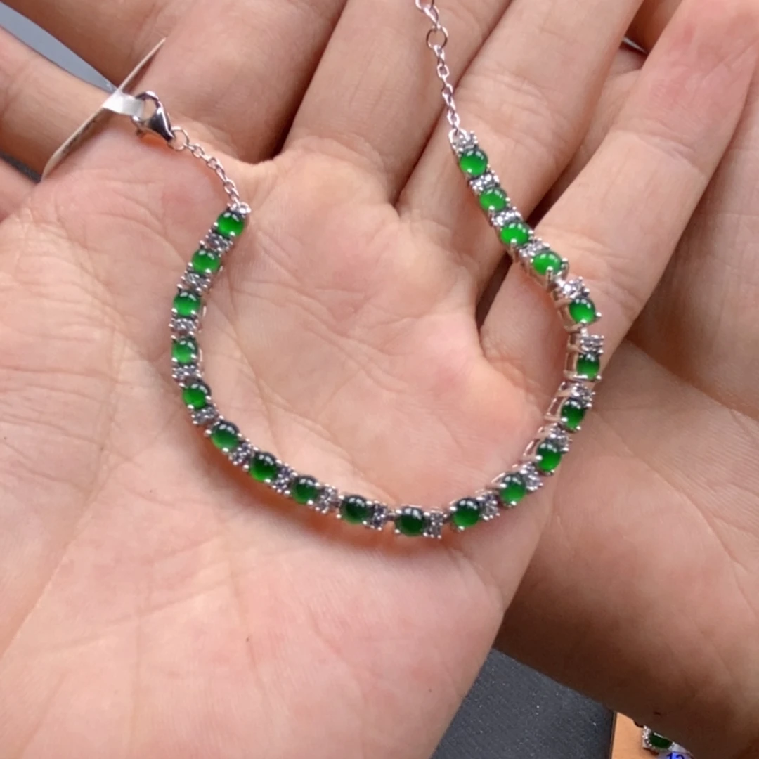 山***巳翡翠银S925镶嵌颈饰