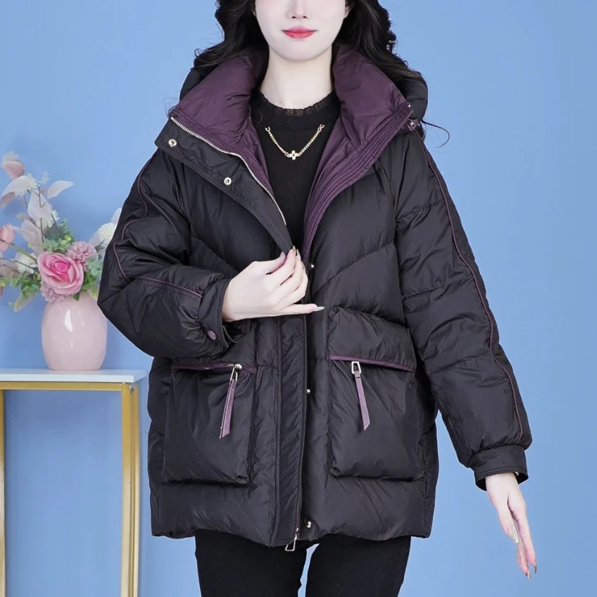 【羽绒服】冬季白鸭绒羽绒服百搭新款时尚气质休闲保暖外套女小个子