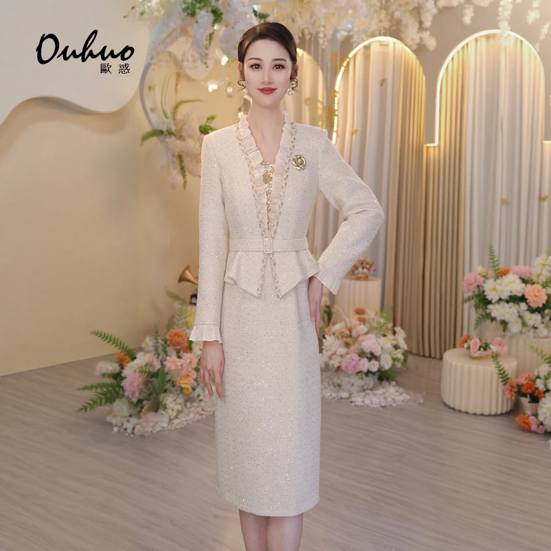 现货【木木定制】2025年秋冬新款静奢时尚华丽高贵连衣裙OHDRI11038