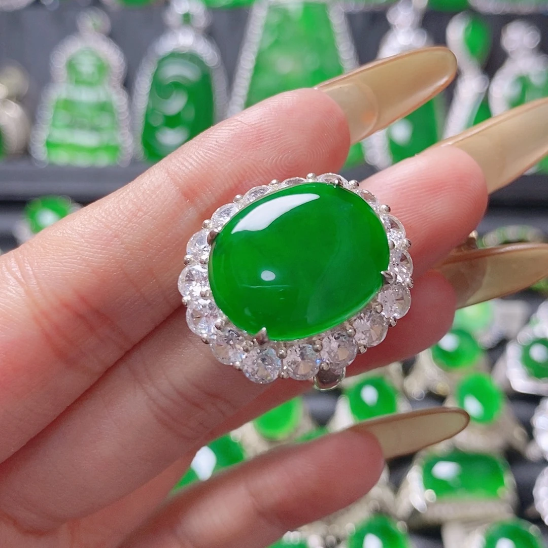 翡翠银S925镶嵌耳饰