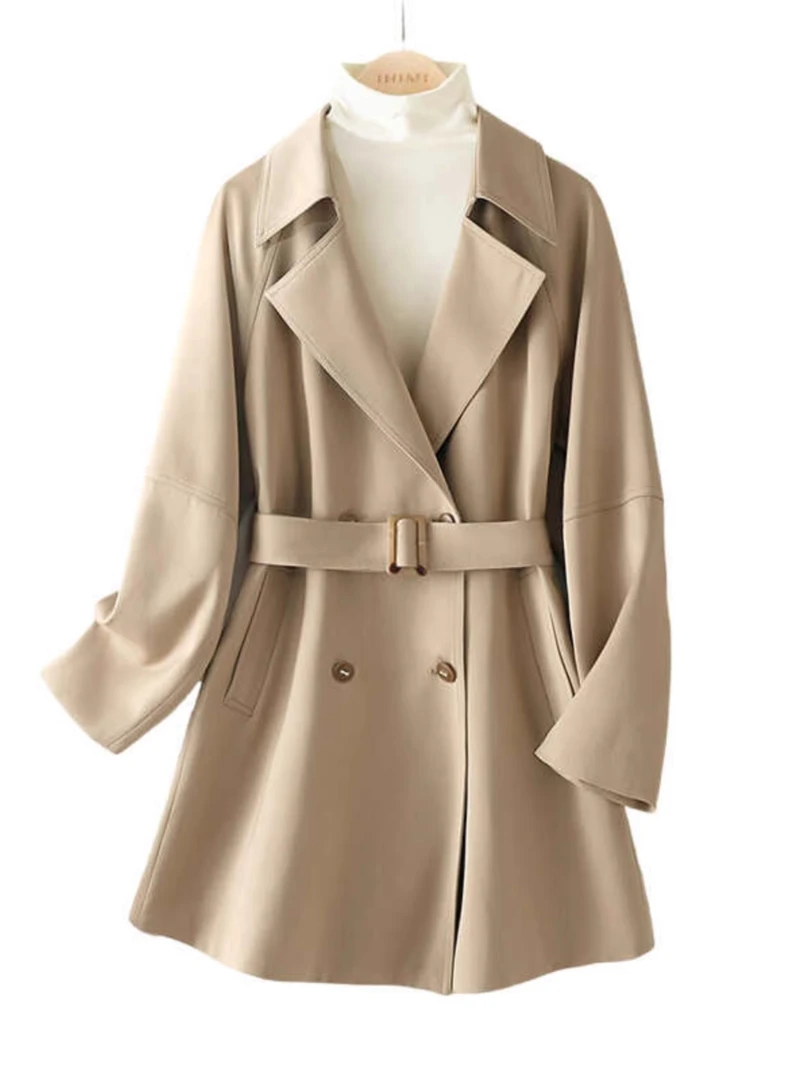 0363春季女款2025百搭气质简约腰带收腰长袖风衣外套