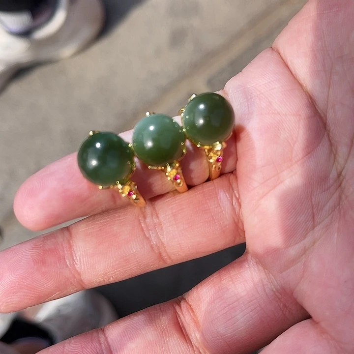 和田玉戒指银S925镶嵌媛*?多样性发其一