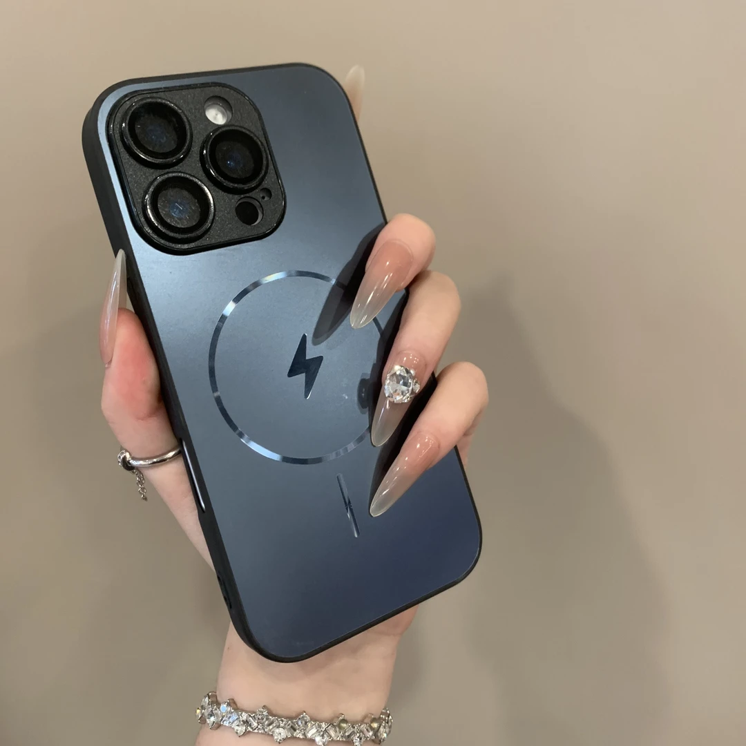 金属漆闪电磁吸适用苹果16promax手机壳iphone15pro/14全包12防摔