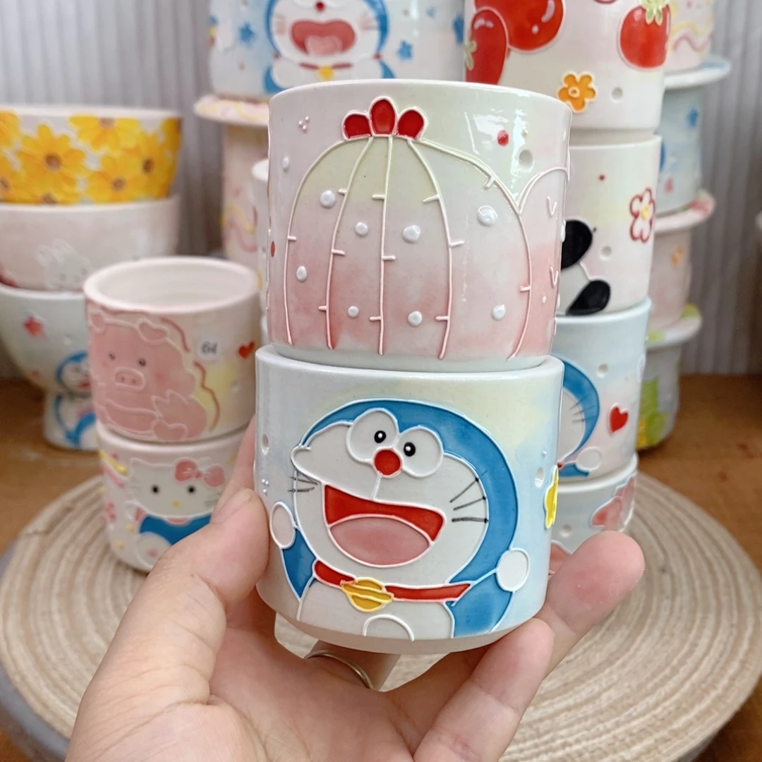 白泥手绘多肉花盆33?****e