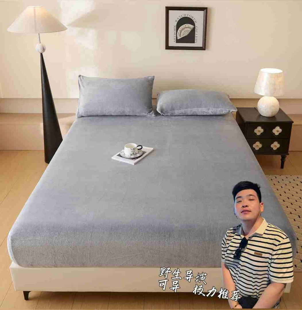 牛奶绒加厚床笠保暖水洗抗静电透气防尘床罩床笠床垫牛奶绒床笠