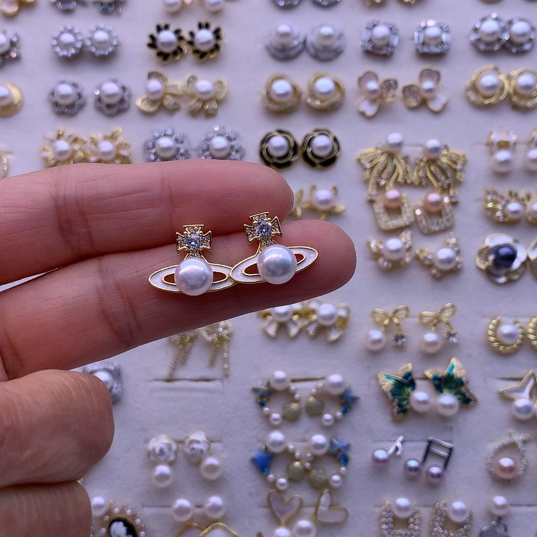 淡水珍珠耳饰合金