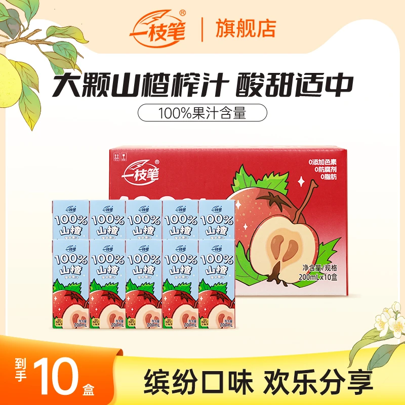 一枝笔100%山楂复合果汁清爽解渴饮料酸甜解腻果汁推荐整箱200ml