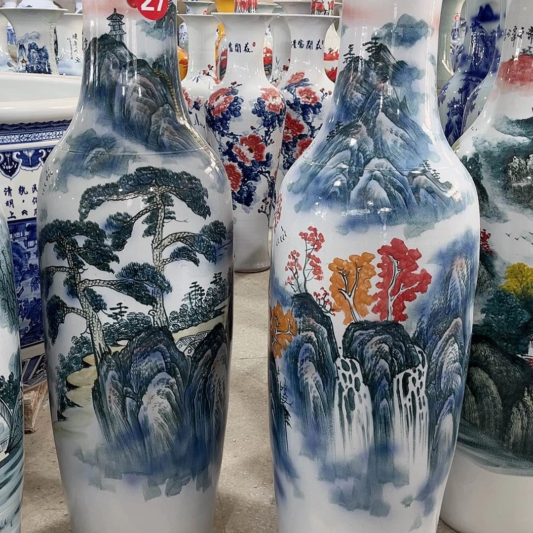 景德镇落地大花瓶高度1.4左右一个