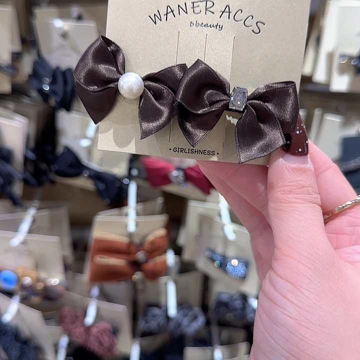 棕色双蝴蝶结鸭夹24