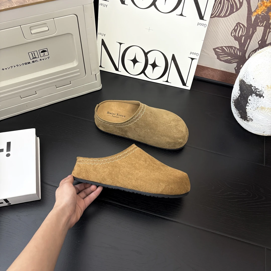 【三喜】‘5cm!!刺绣’厚底韩版卡皮巴拉包头拖鞋秋季百搭休闲穆勒拖