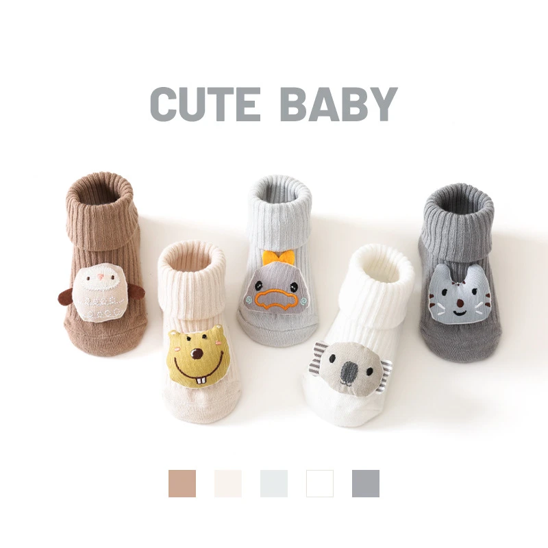 婴儿袜子春季新款韩版卡通公仔宝宝袜防滑点胶地板袜婴幼儿学步袜