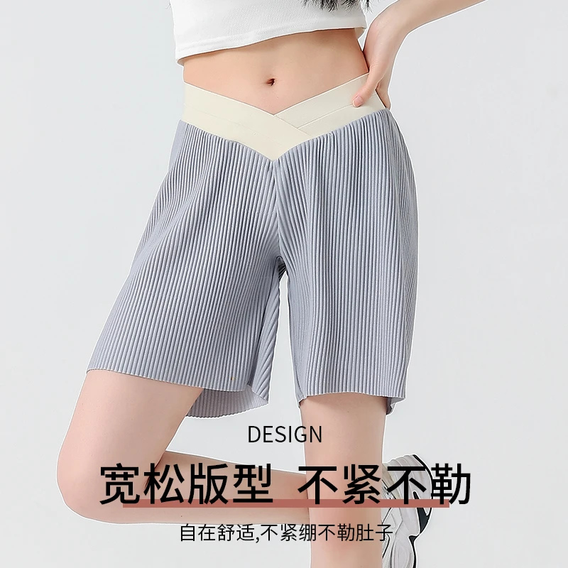 孕妇短裤夏季阔腿外穿压褶皱五分裤宽松休闲运动裤夏装