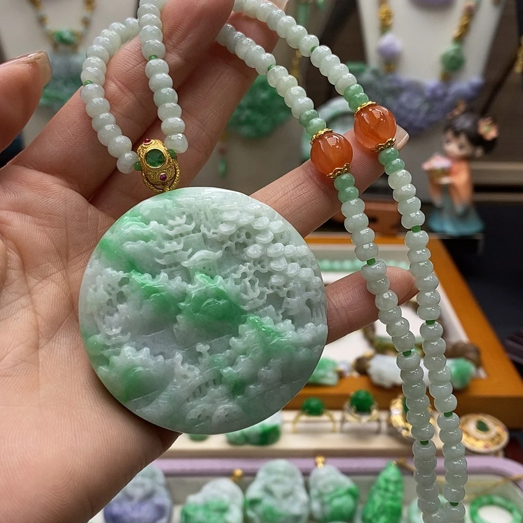 翡翠未镶嵌颈饰天然