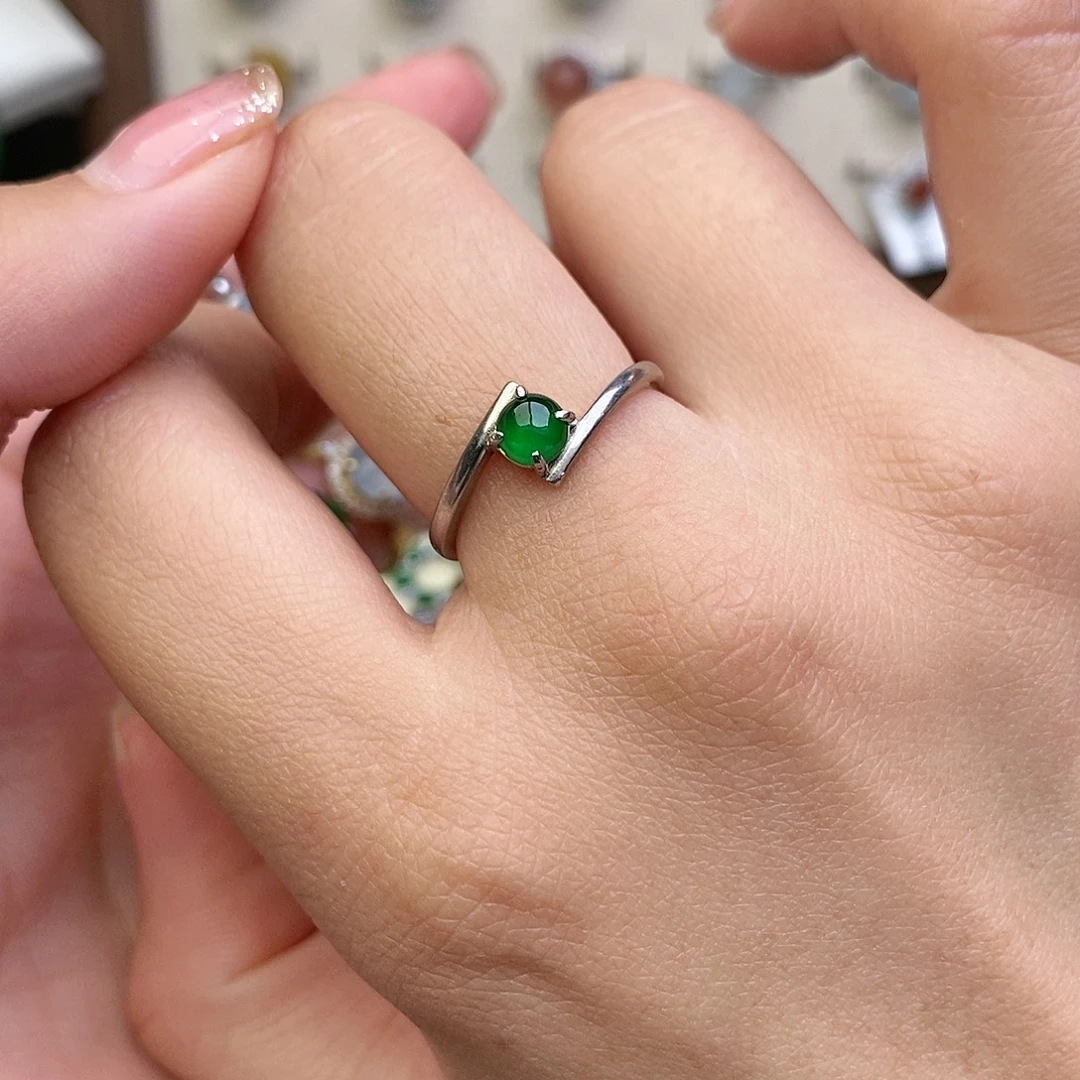 翡翠银S925镶嵌戒指