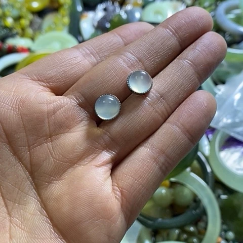 岫玉耳钉未镶嵌一对