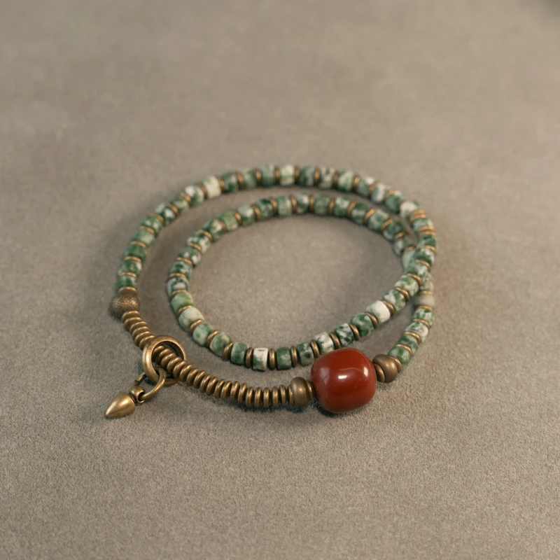 黄铜手链 复古民族风小珠子双圈手链 原创个性百搭男女生饰品手串