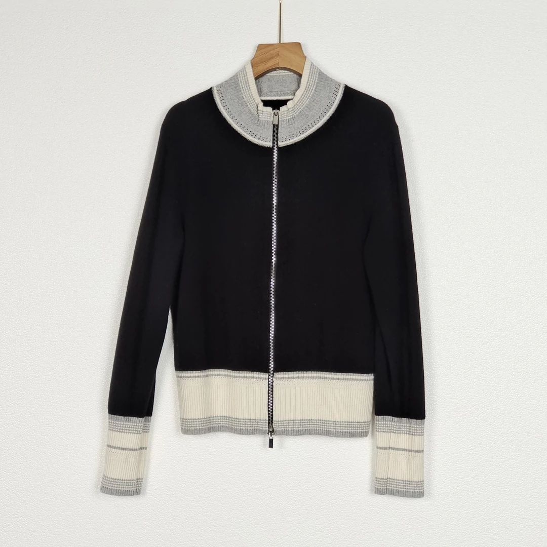 【LANYE LU】极简港风百搭立领针织拉链100山羊绒毛衫