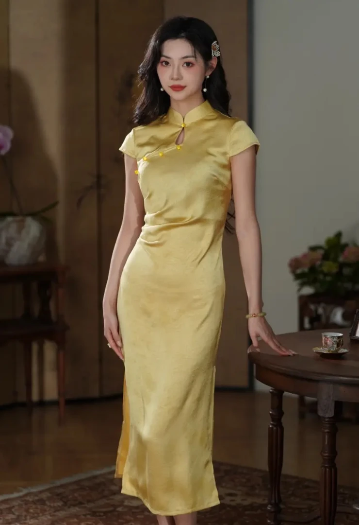 桂月盈香｜如愿新中式旗袍日常款复古优雅显瘦年轻小个子连衣裙