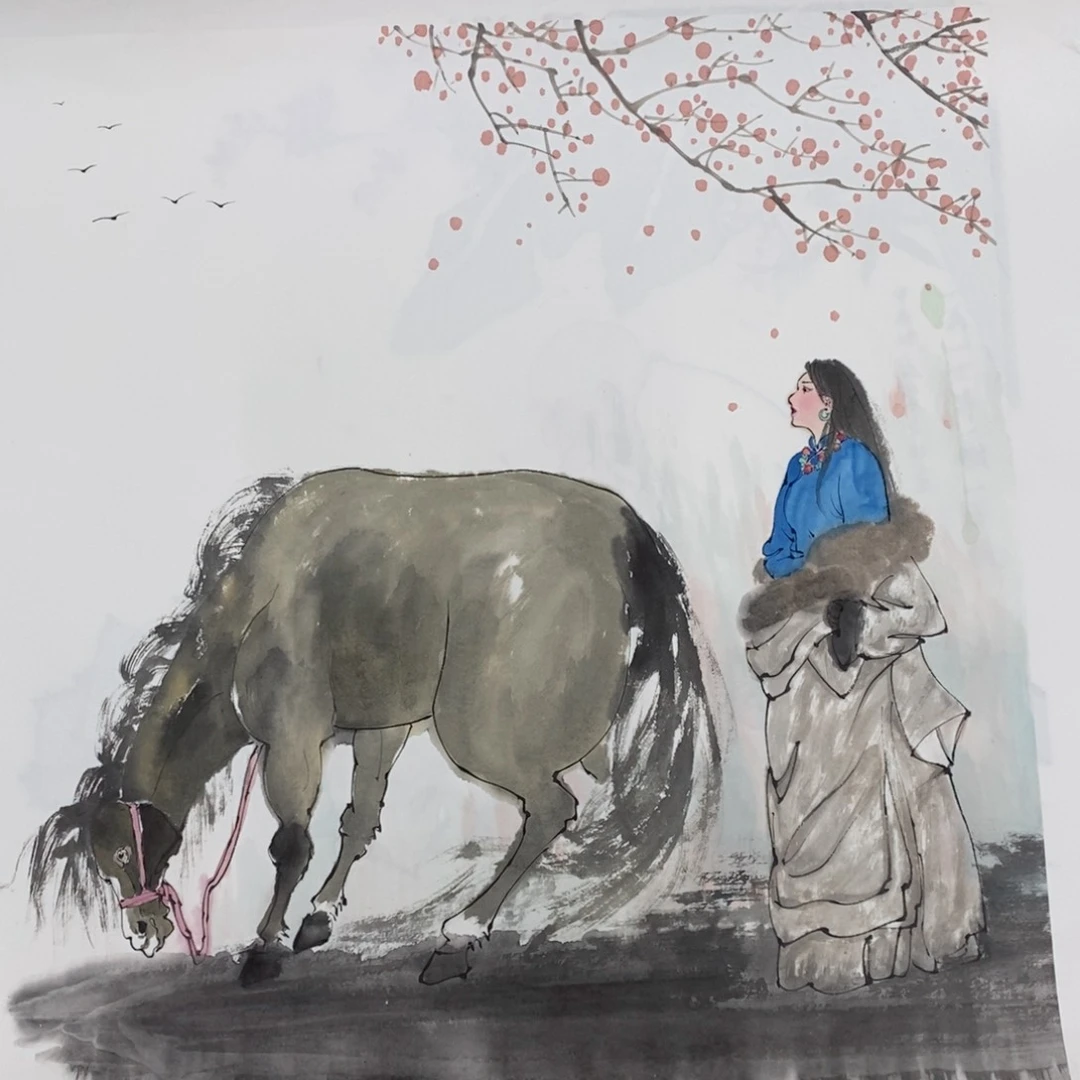 国画1****2国画人物四尺斗方蒙生佑  琪