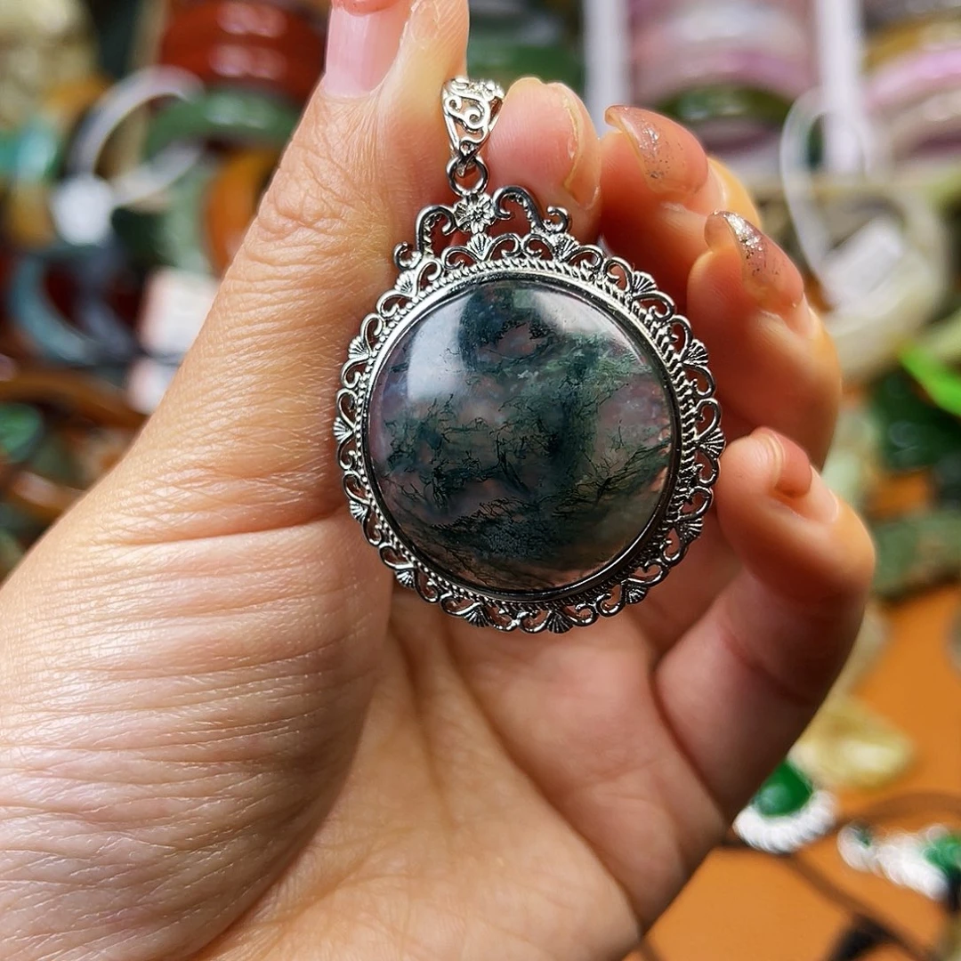 颈饰银S925镶嵌石英质玉