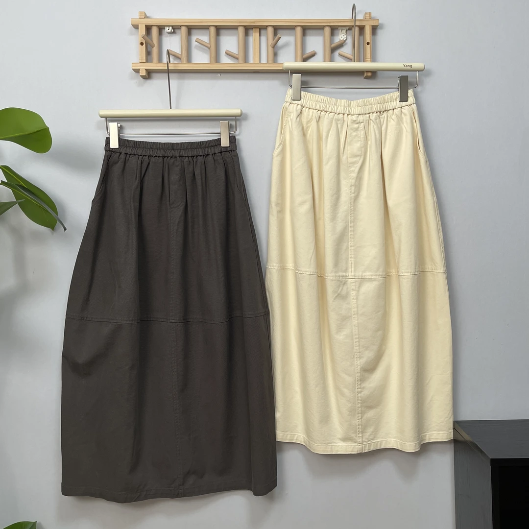 【南瓜裙】花苞气球廓形拼接半裙女日系新款文艺森系松紧腰半身裙