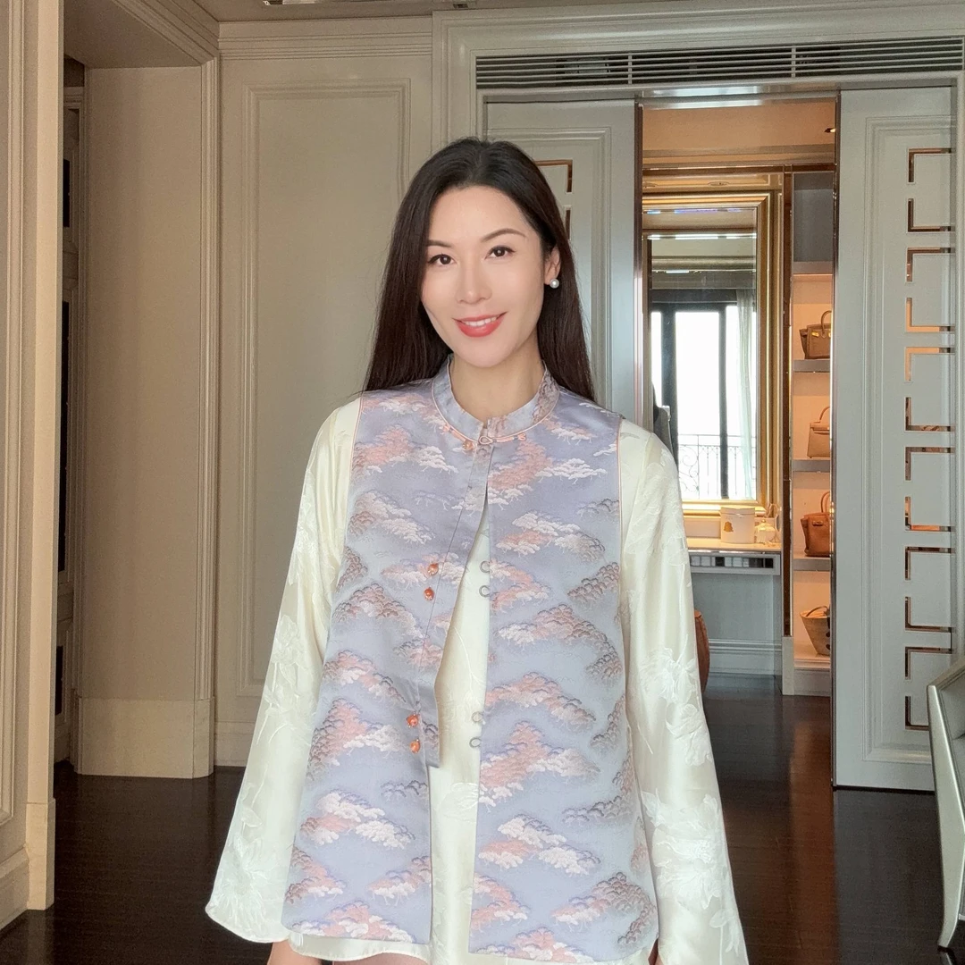 【鹤云】四重纬小立领宋锦马甲CD2167793