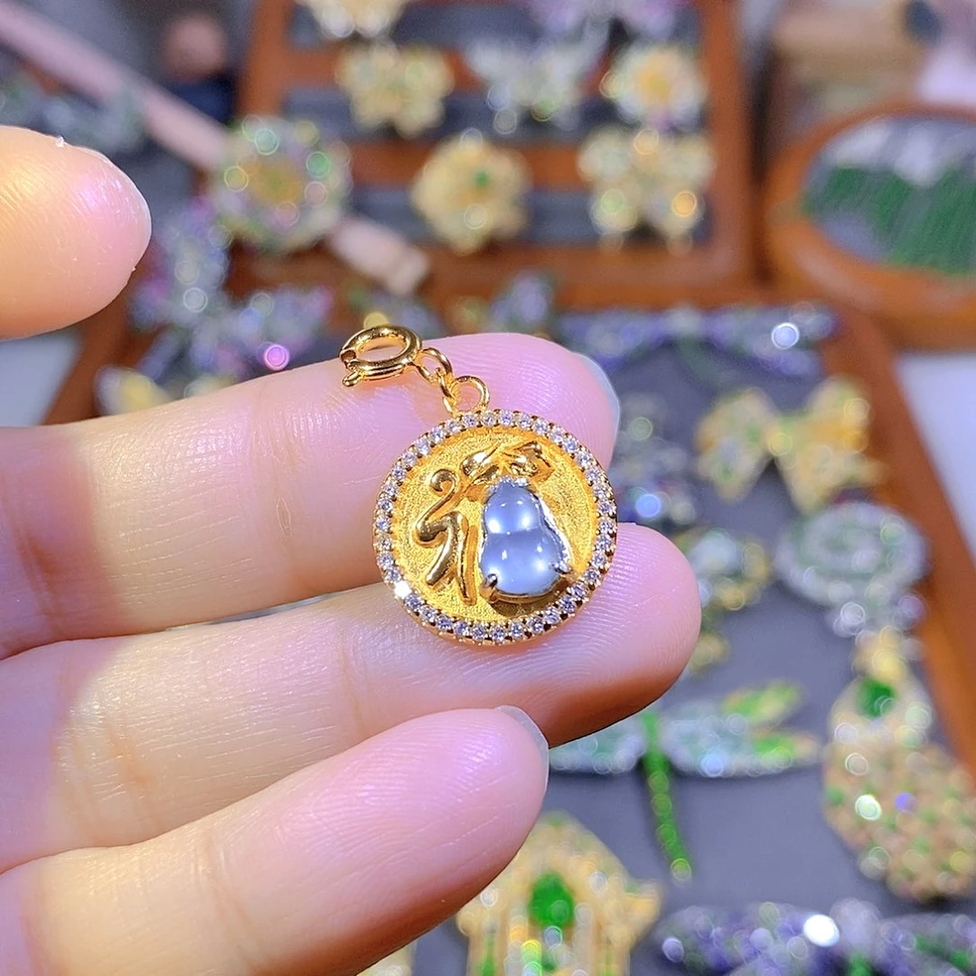 颈饰银S925镶嵌翡翠