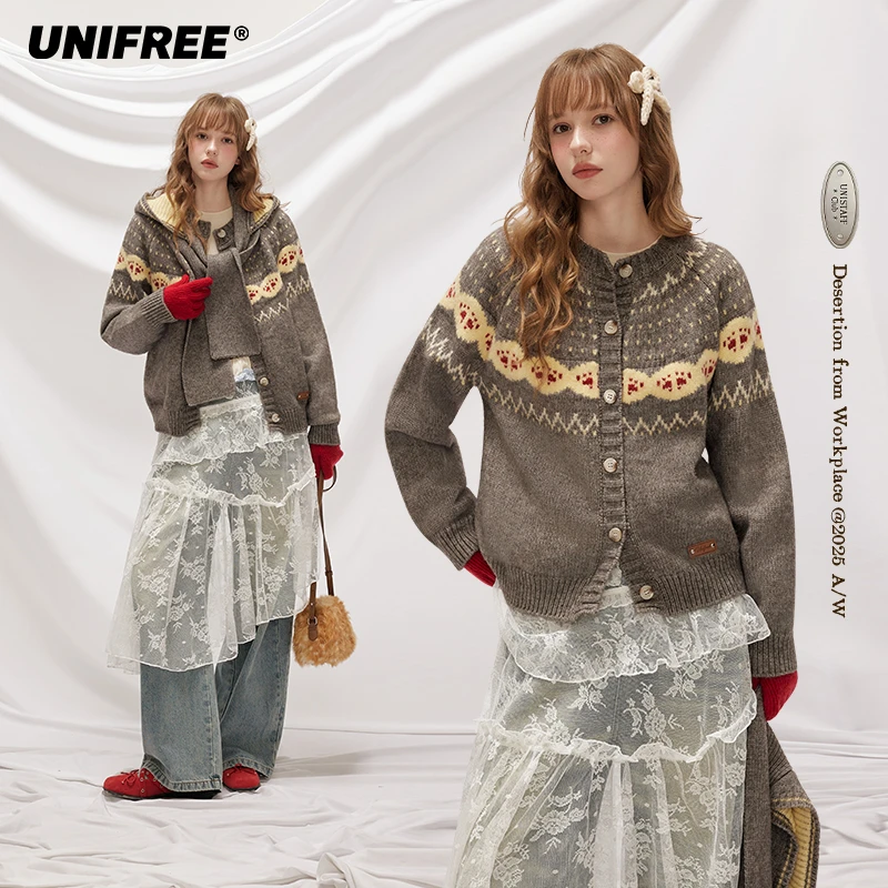 【芋总专属】UNIFREE灰色费尔岛秋冬针织衫U253N166B1B1