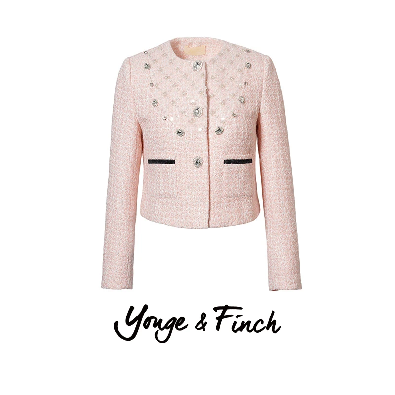 Yonge&Finch/扬芬缇2025春新款闪钻粗花呢小香风轻奢外套 FELICEY