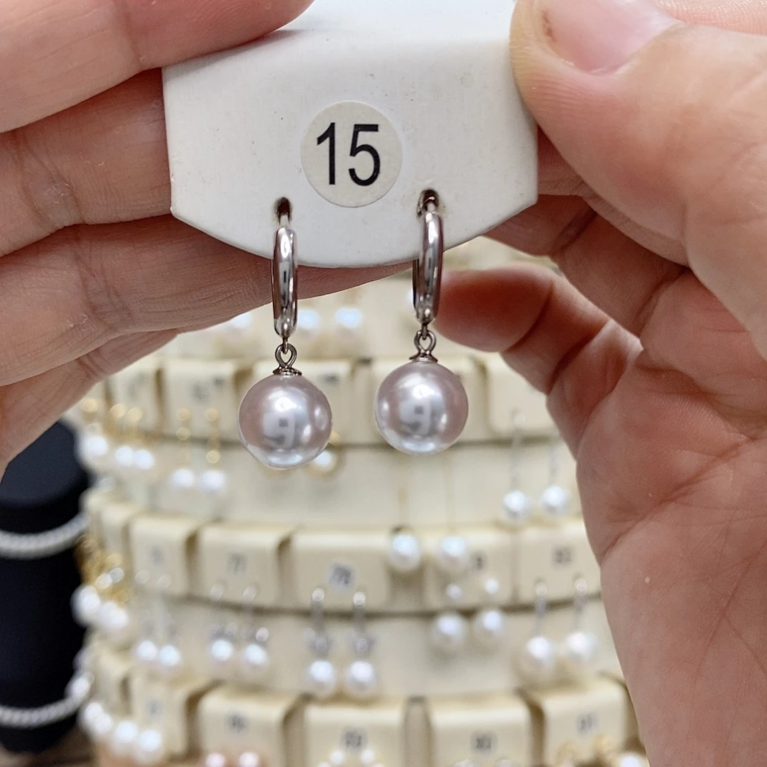银S925镶嵌耳饰淡水珍珠