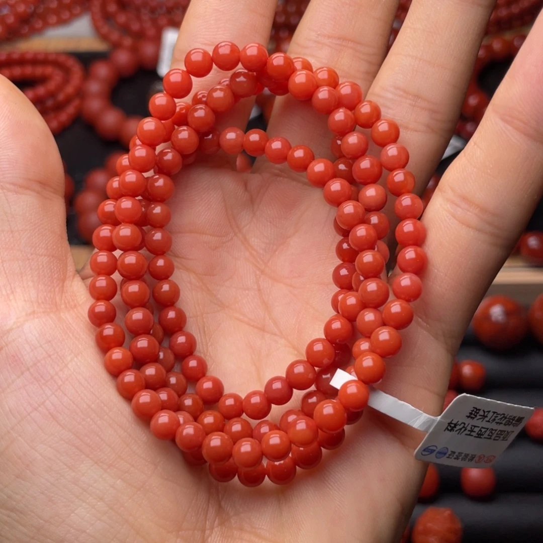 南红玛瑙未镶嵌手串H5mm玉化料偏锦红长链