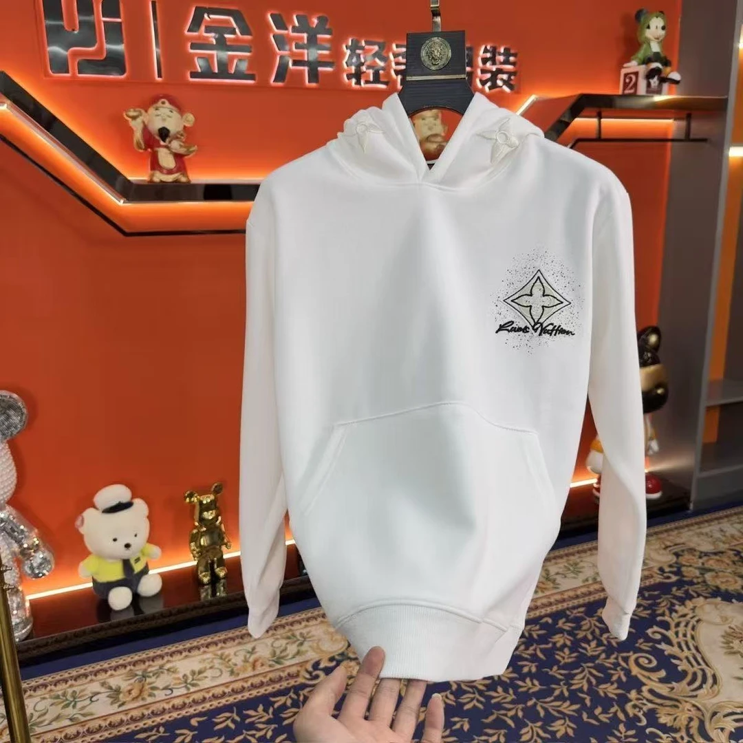 BW 开衫款加绒秋冬时尚连帽潮流套头圆领卫衣长袖纯色 K-578