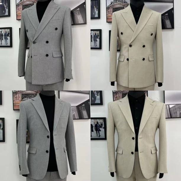 华夫格修身男士西服上衣