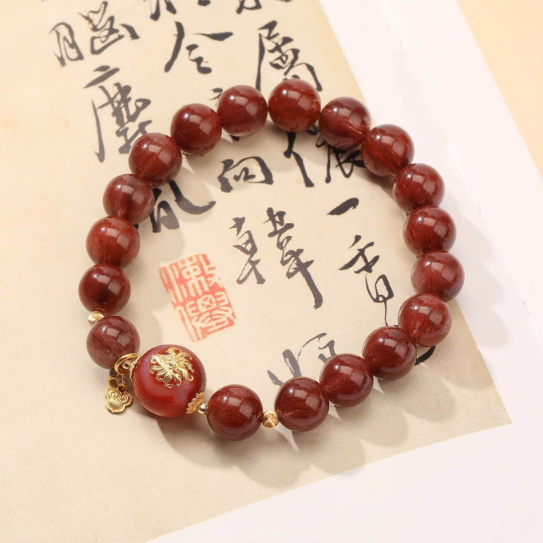 一了个卜【青丘】红发晶九尾配比手串