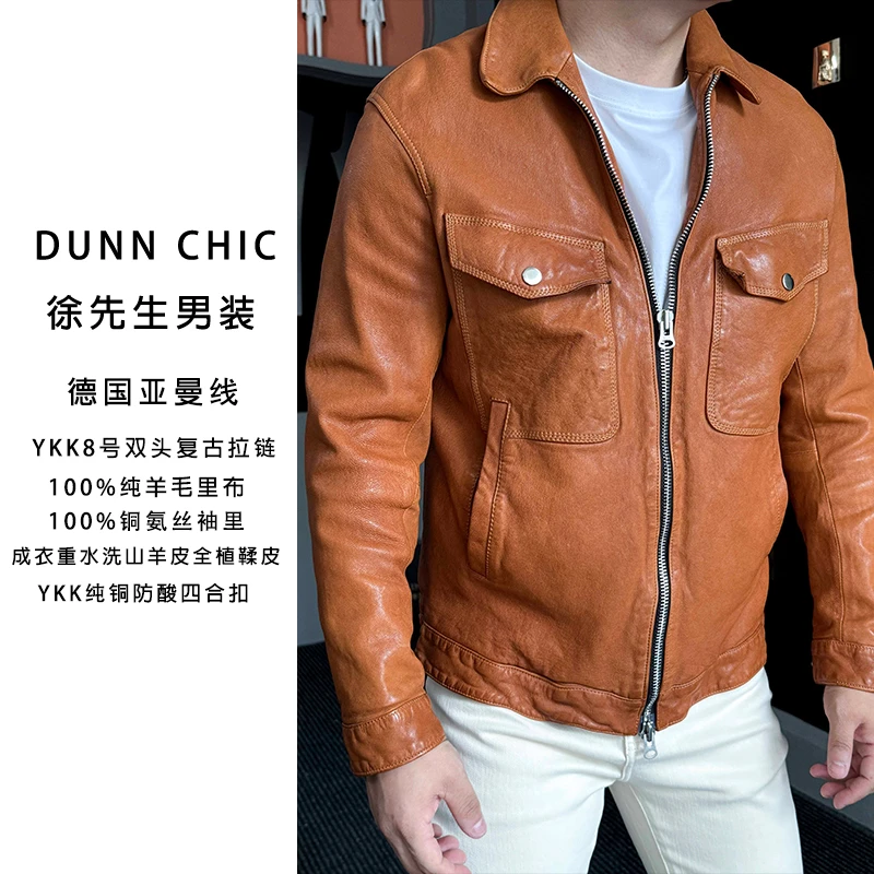 徐先生出品黑标重工水洗山羊皮机车皮衣38031【杜恩】